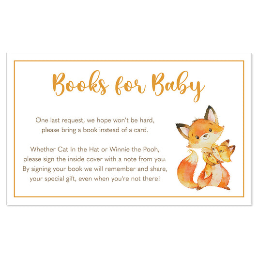 Fox Baby Shower Bring a Book Insert