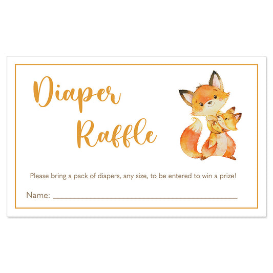 Fox Baby Shower Diaper Raffle Ticket