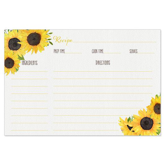 Sunflowers Recipe Card